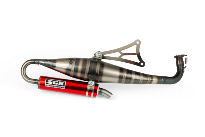 Auspuff SCR Corse Handmade 70 Minarelli liegend rot