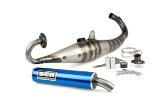 Pot d'échappement SCR Corse Handmade 70 Piaggio Zip Bleu