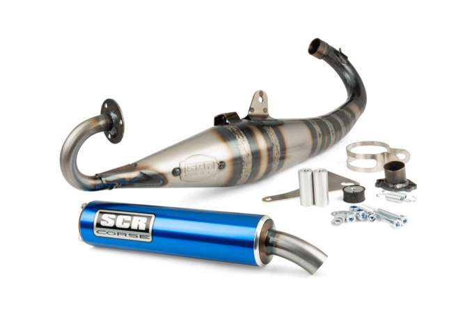 Auspuff SCR Corse Handmade 70 Piaggio blau