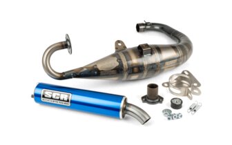 Pot d'échappement SCR Corse Handmade 70 MBK Booster Bleu