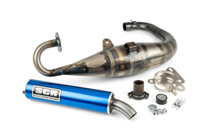 Pot d'échappement SCR Corse Handmade 70 MBK Booster Bleu