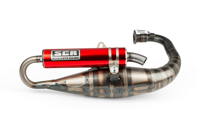 Auspuff SCR Corse Handmade 70 Minarelli stehend rot