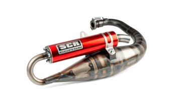 Auspuff SCR Corse Handmade 70 Minarelli stehend rot