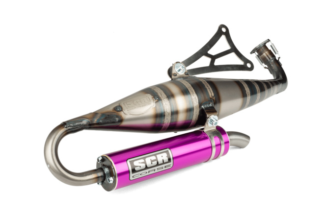 Auspuff SCR Corse Handmade 70 Minarelli liegend lila
