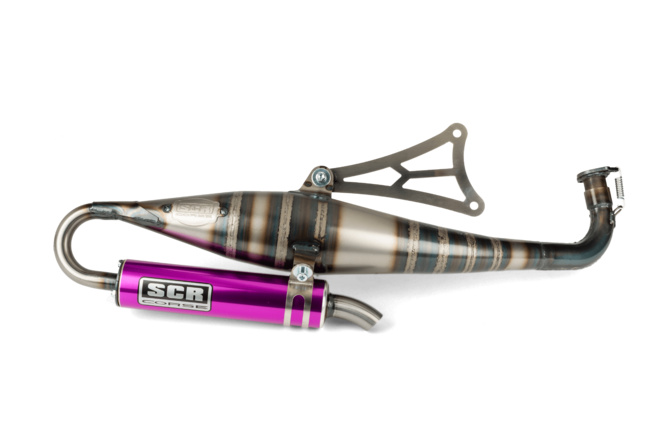 Auspuff SCR Corse Handmade 70 Minarelli liegend lila