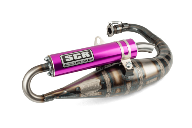 Auspuff SCR Corse Handmade 70 Minarelli stehend lila