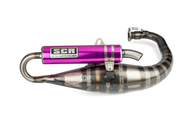 Auspuff SCR Corse Handmade 70 Minarelli stehend lila