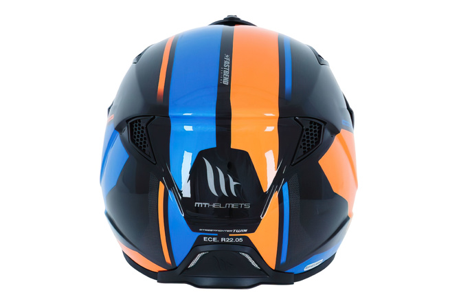 Casque trial MT streetfighter SV TWIN Noir / bleu / orange brillant