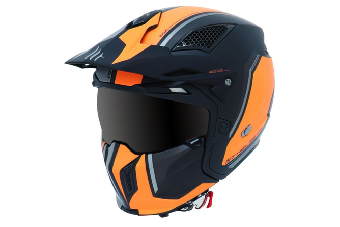 MT Helmets Klapphelm Streetfighter SV Schwarz Orange Ratschenverschluss Doppelvisier