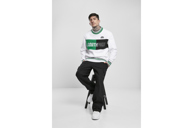 Pull col rond Block Logo Southpole blanc