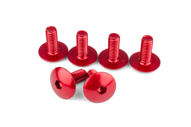 Tornillos de Carenado Aluminio M6x15 Rojo (x6)