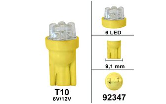 Lampe T10 6V / 12V 6 LED Orange