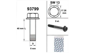 Engine Bolt wrench size 13 M8x40 black (x5)