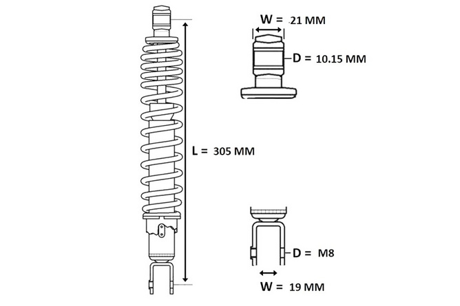 Sto&szlig;d&auml;mpfer 305mm Peugeot Kisbee / Streetzone