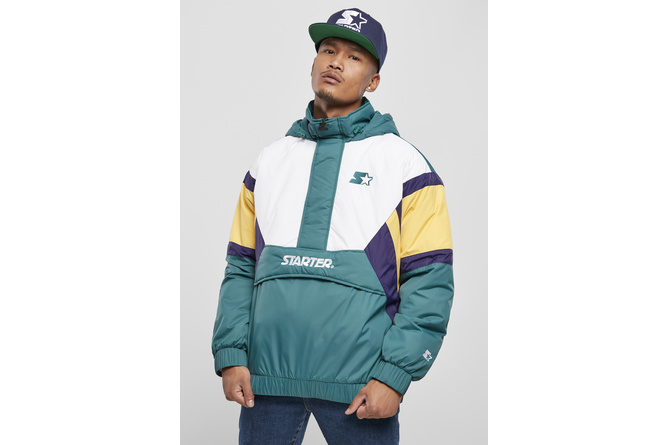 Jacket Color Block Half Zip Starter retro green/white/buff yellow/purple