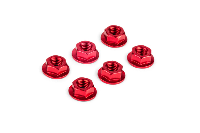 Nuts M6 (x6) anodized red