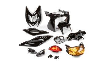 Verkleidungskit und Beleuchtung hinten + vorn full black Yamaha Aerox bis 2013