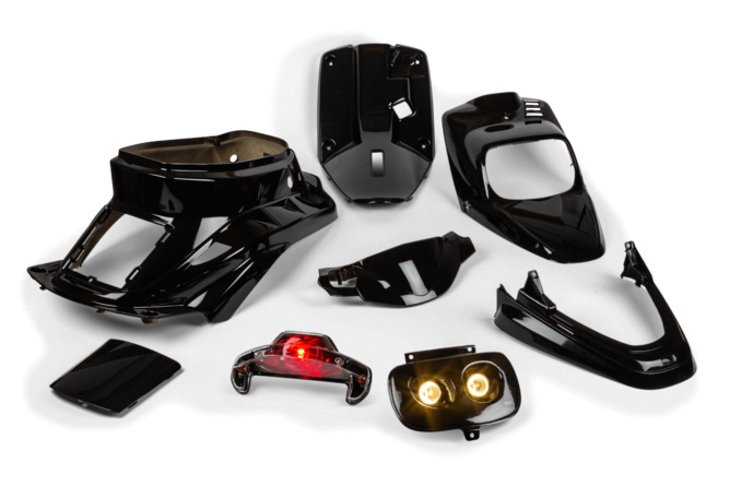 Verkleidungskit und Beleuchtung hinten + vorn full black Yamaha BWs bis 2004