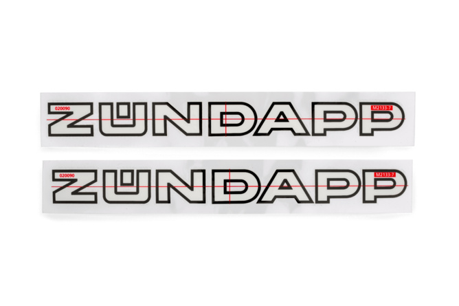 Adesivo Zündapp (x2) 220x 20 mm nero / bianco