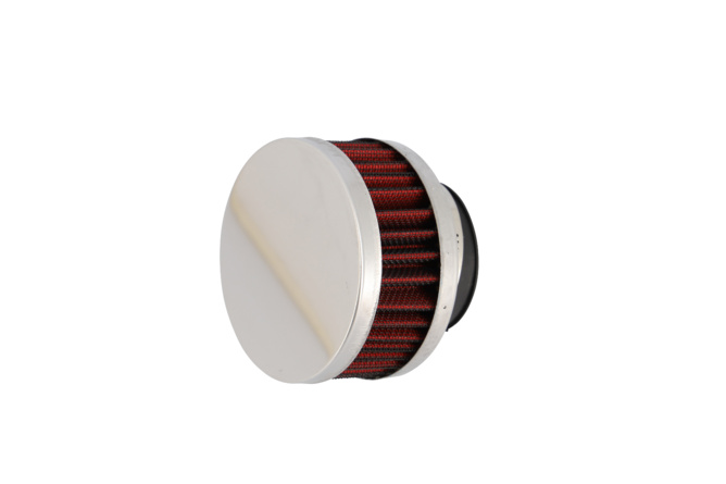 Filtre à air rond D.74mm type KN droit D.25-35mm chromé / rouge