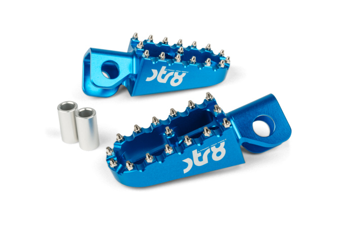 Cale pied pilote STR8 Derbi CNC Bleu (la paire)
