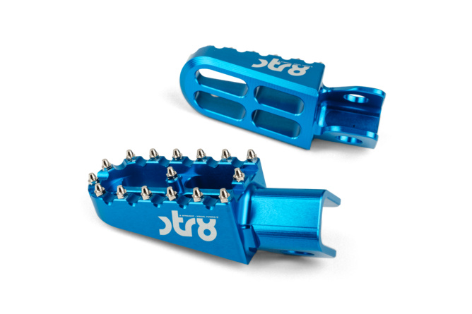 Cale pied pilote STR8 Derbi CNC Bleu (la paire)