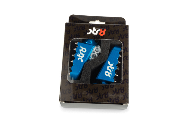 Cale pied pilote STR8 Derbi CNC Bleu (la paire)