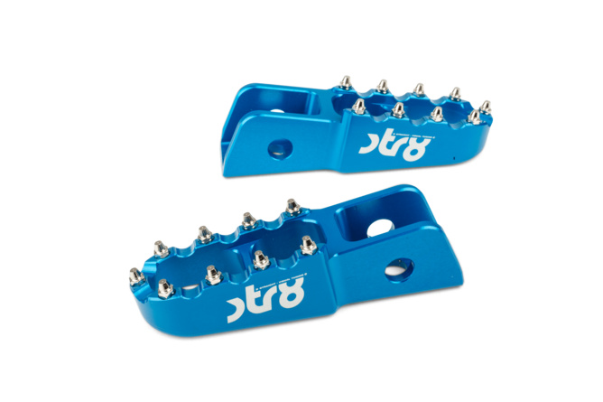 Cale pied passager STR8 Derbi CNC Bleu (la paire)