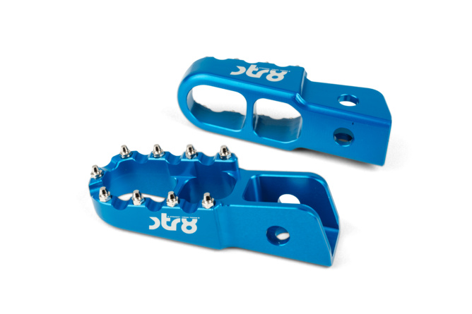Cale pied passager STR8 Derbi CNC Bleu (la paire)