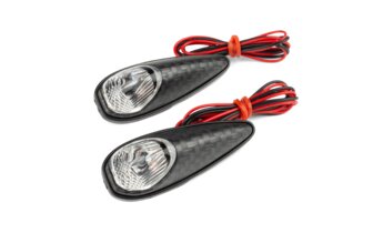 Indicator lights custom, clear glass, carbon-look body, for gluing on the trim