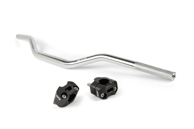 Handlebar + Clamps 28mm Str8 silver / black