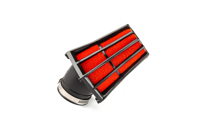 Luftfilter Hexa gebogen 45 Grad d.35mm schwarz / rot