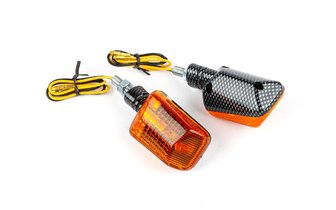 Indicador Mini Rectángulo carbono / naranja