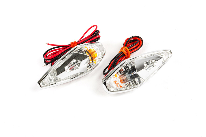 Indicators / Lamps glue-on drop-shaped Wing chrome / white / orange