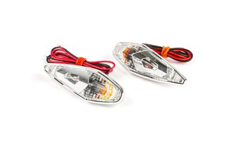 Blinker / Lampen zum Aufkleben Tropfenform Wing chrom / weiß / orange