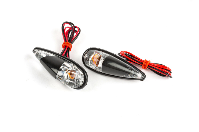Blinker / Lampen zum Aufkleben Tropfenform Fender schwarz / weiß / orange