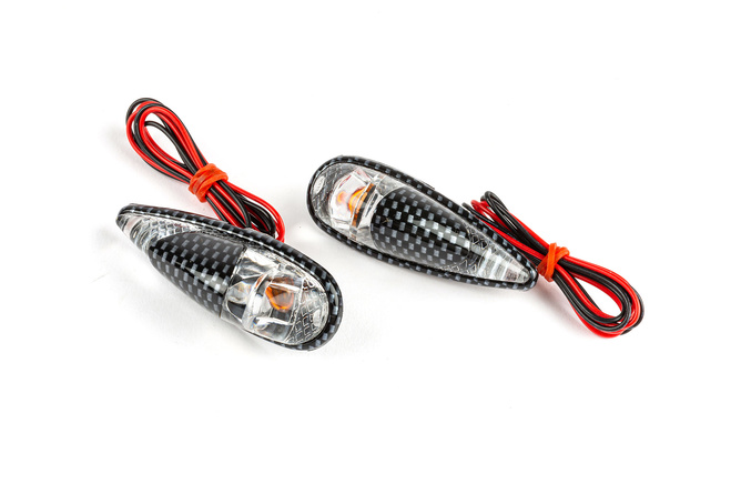 Indicators / Lamps glue-on drop-shaped Fender carbon / white / orange