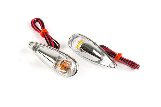 Blinker / Lampen zum Aufkleben Tropfenform Fender chrom / weiß / orange