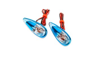 Blinker / Lampen zum Aufkleben Tropfenform Fender blau / weiß / orange
