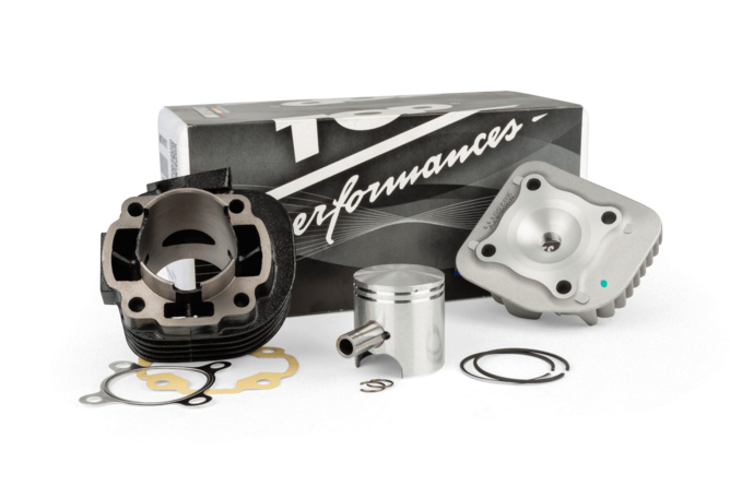 Cylinder Kit Top Performances black 70cc 12mm pin Minarelli horizontal AC