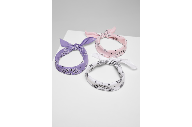 Bandana Multicolor pack de 3 púrpura/blanco/rosa