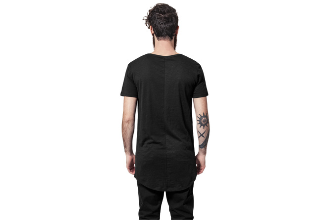 T-shirt Long Back Shaped Slub noir
