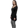 T-shirt manica lunga Fine Knit Oversize V-Neck donna nero