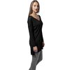 T-shirt manica lunga Fine Knit Oversize V-Neck donna nero