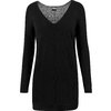 Langarmshirt Fine Knit Oversize V-Neck Damen schwarz