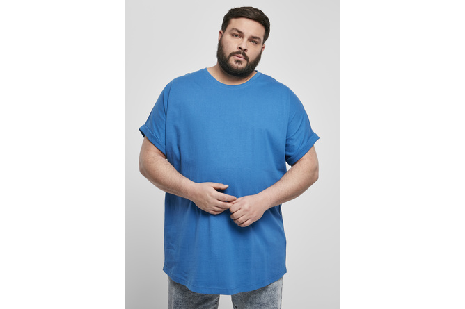 T-Shirt Long Shaped Turnup sporty blau