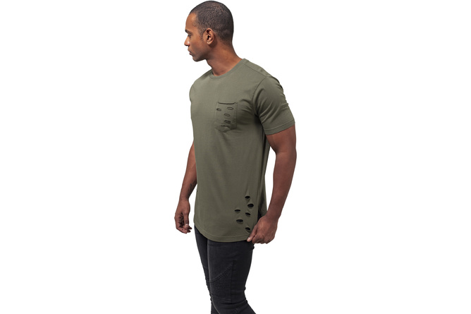 T-shirt Ripped Pocket oliva
