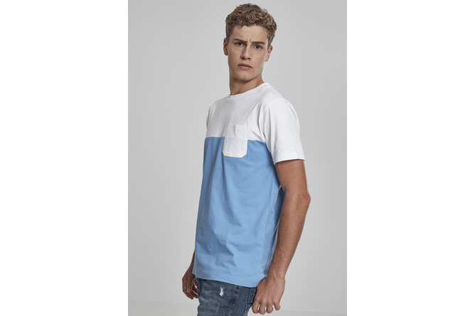 T-Shirt Color Block Summer Pocket horizon blue/white