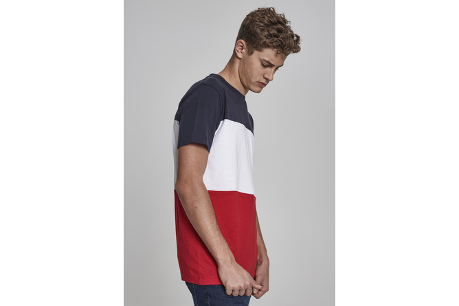 T-Shirt Color Block fire red/navy/white