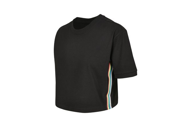 T-Shirt Multicolor Side Taped Damen schwarz